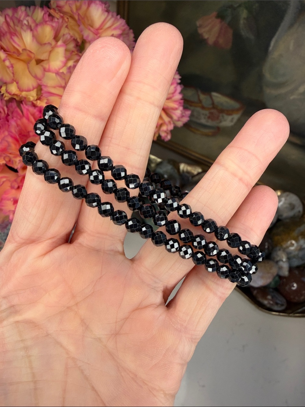 FACETED BLACK SPINEL • Natural Gemstone Bracelet (listing is for 1) • B1332